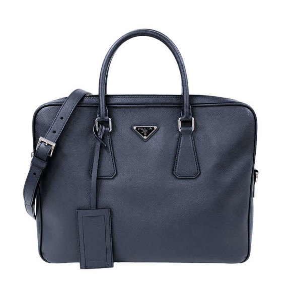 Prada Business Bag Leather Navy - Picture 1 of 9